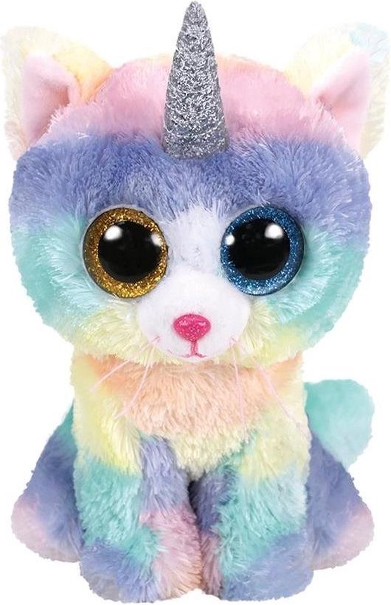 TY Beanie Boo's Eenhoor-Kat Knuffel Heather 15 cm