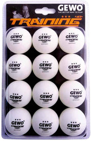 Gewo Tafeltennisballen Training box van 12 - 3* - Wit - Ping Pong Ballen