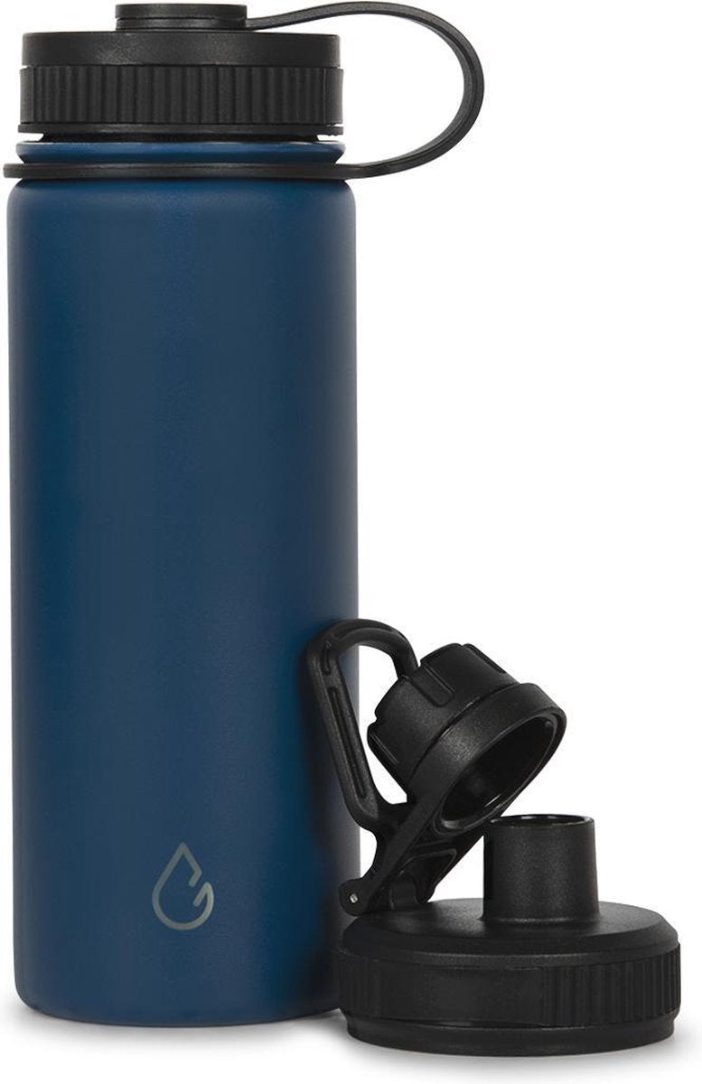 Wattamula PRO eco rvs drinkfles - kobaltblauw - 530 ml - met extra sportdop - waterfles - thermosfles