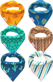 Bandana slab | kwijlslab jongens | set 6 stuks baby slabbers | BB04