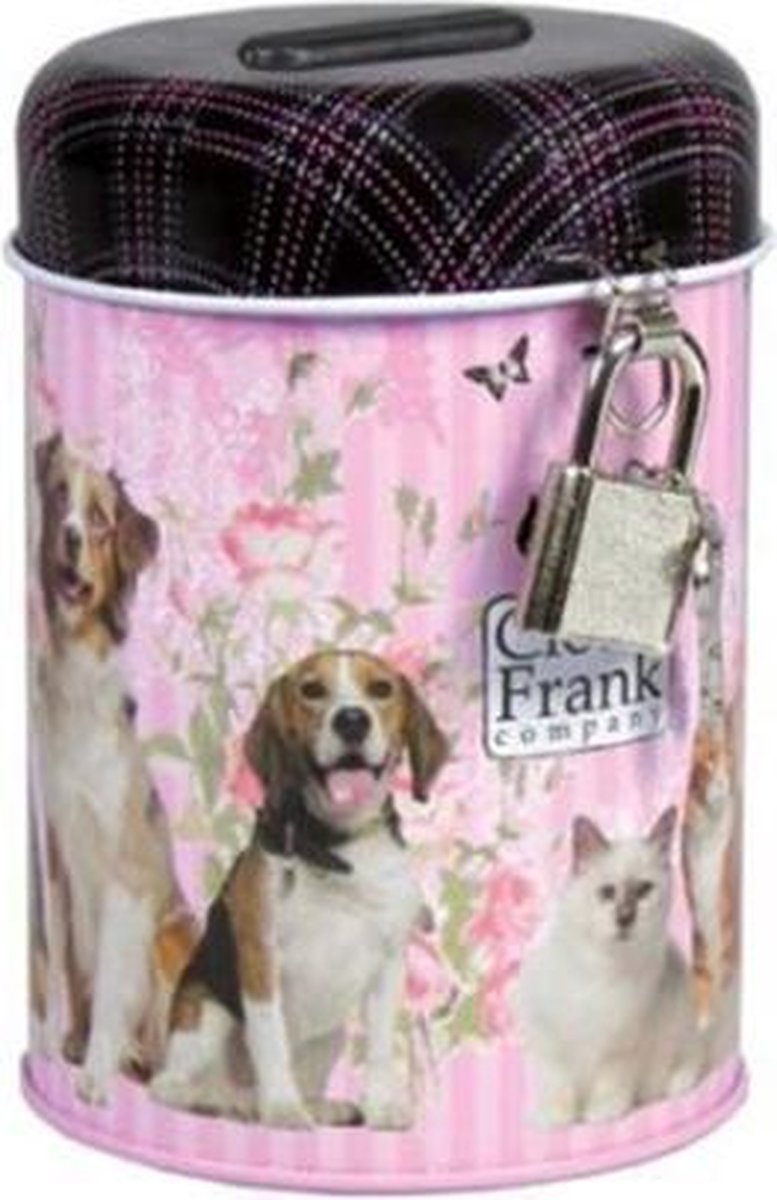 Cleo & Frank Spaarpot - Honden - met slot - Geldblik - 11 cm