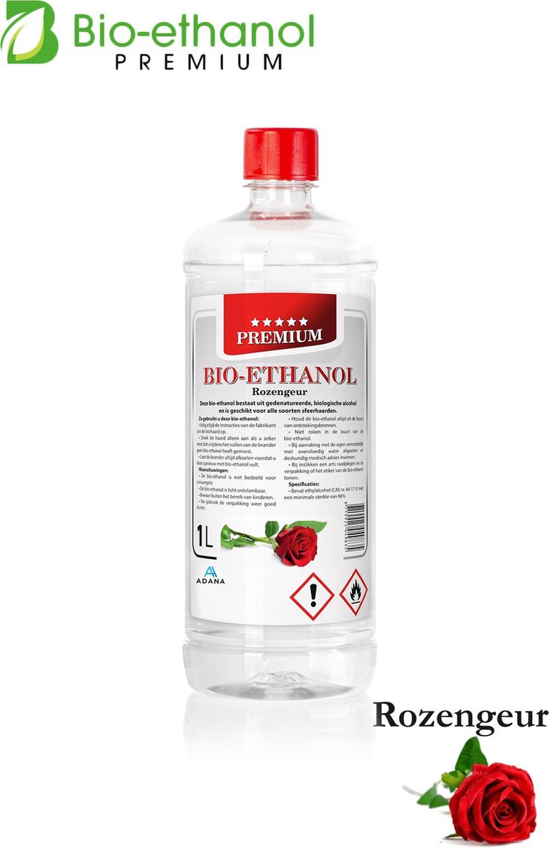 Adana- Bio-Ethanol met Rozengeur -PREMIUM- bioethanol -biobrandstof - 1 liter