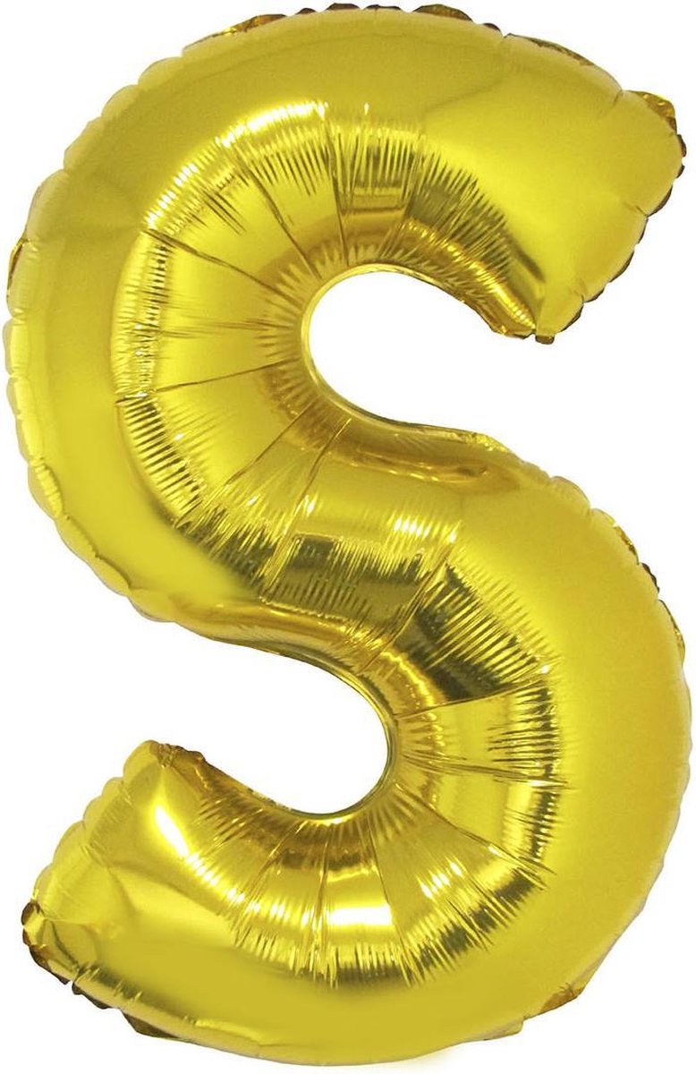 Grote folie ballon letter S Goud