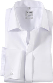 OLYMP Luxor comfort fit overhemd - smoking overhemd - wit - gladde stof met Kent kraag - Strijkvrij - Boordmaat: 48