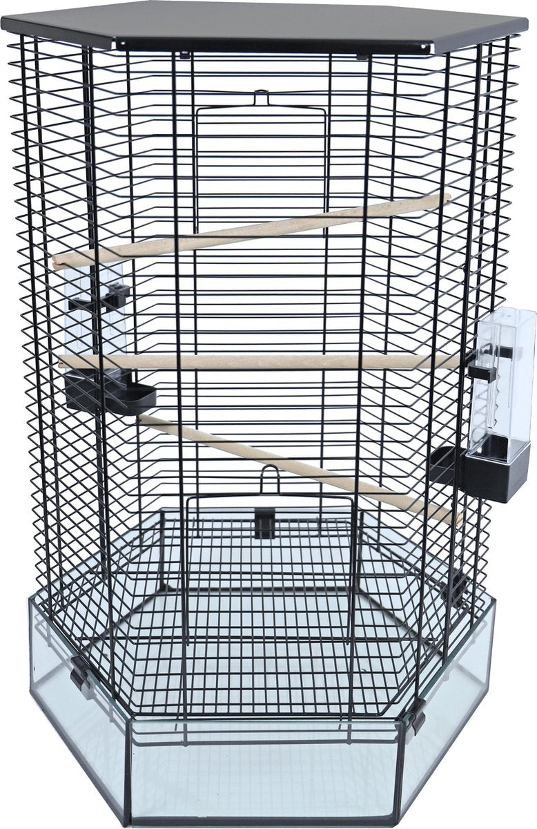 Interzoo Vision Hexo Vogelkooi excl. standaard - Zwart - 42x62