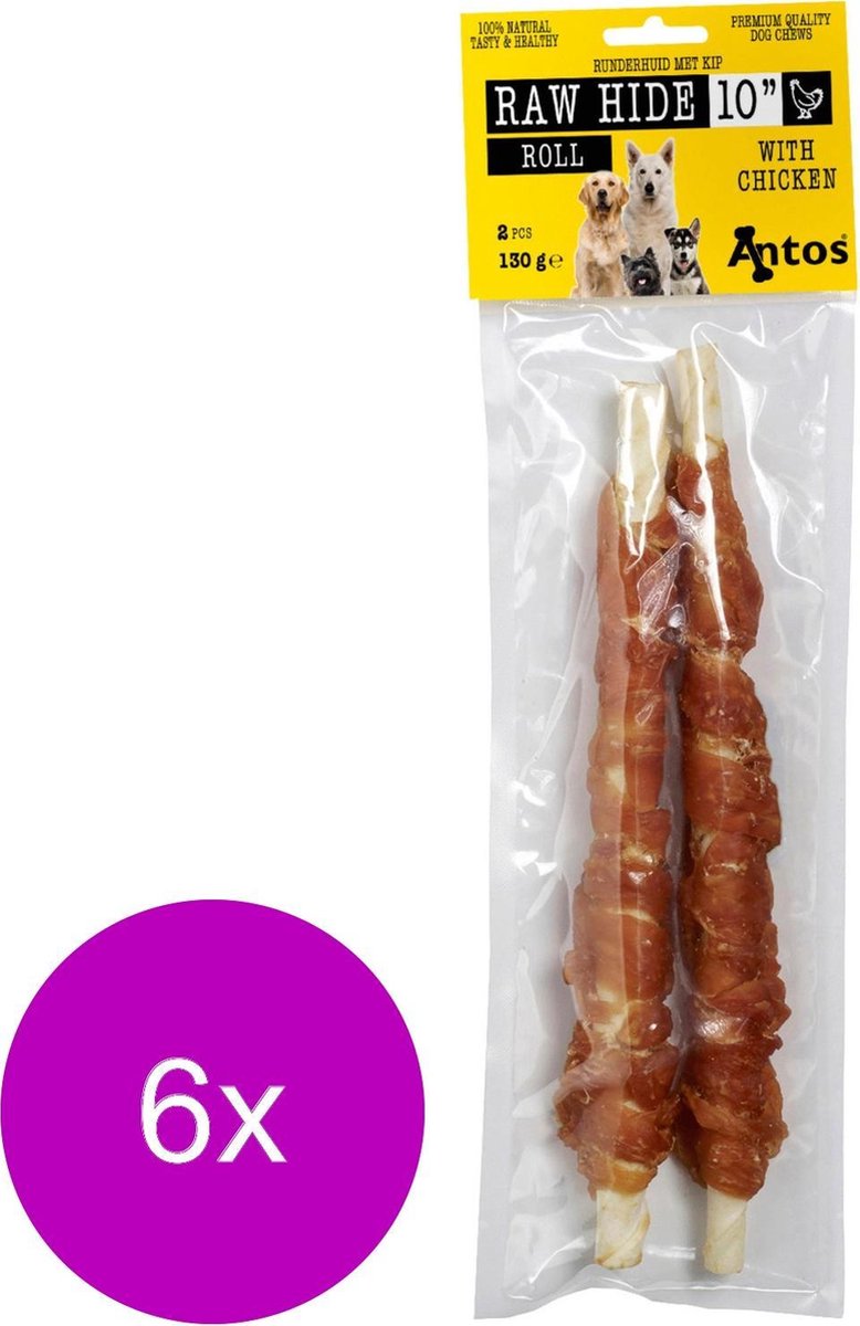 Antos Runderhuid Met Kip Rol Kip&Rund - Hondensnacks - 6 x 130 g