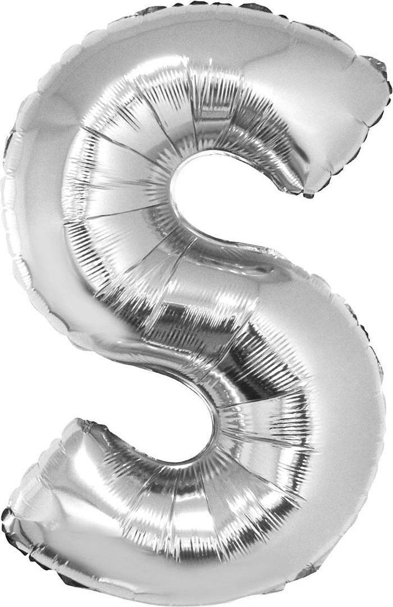 Grote folie ballon letter S Zilver