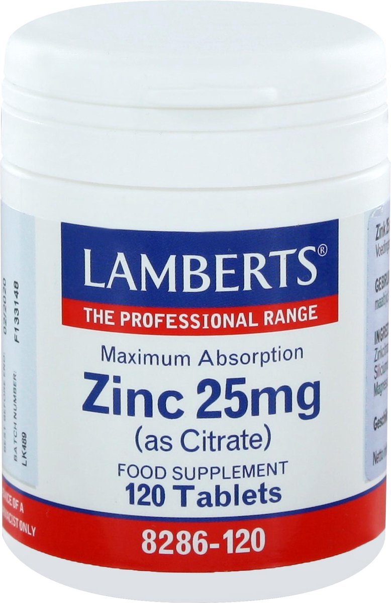 Lamberts Zink 25 mg - 120 tabletten - Mineralen - Voedingssupplement