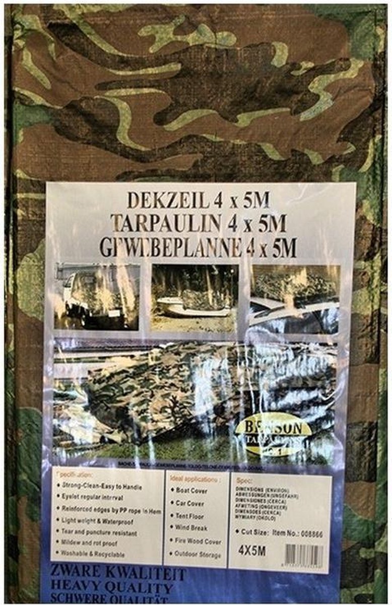 Groene camouflage afdekzeil / dekzeil - 470 x 364 cm - dekkleed / zeil