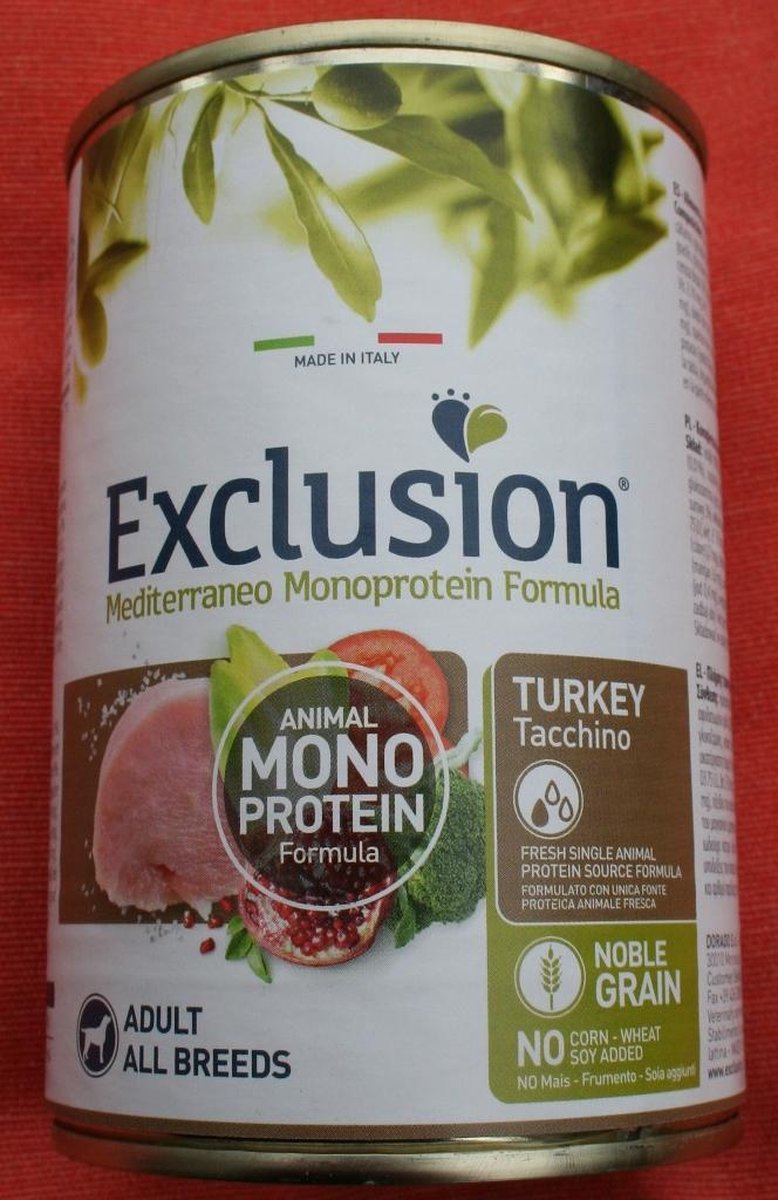 Exclusion Mediterraneo wet kalkoen blik 400 gram per 10