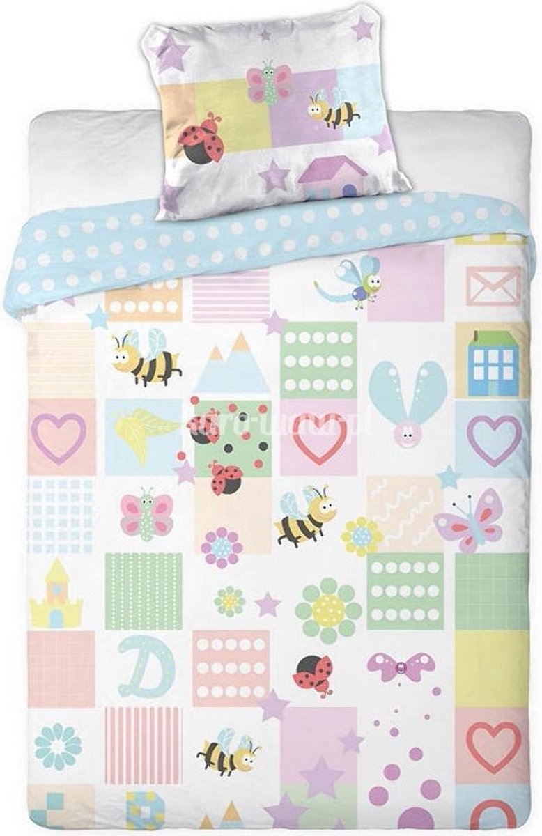 Dekbed BABY ledikant vlinders: 100x135/40x60 cm