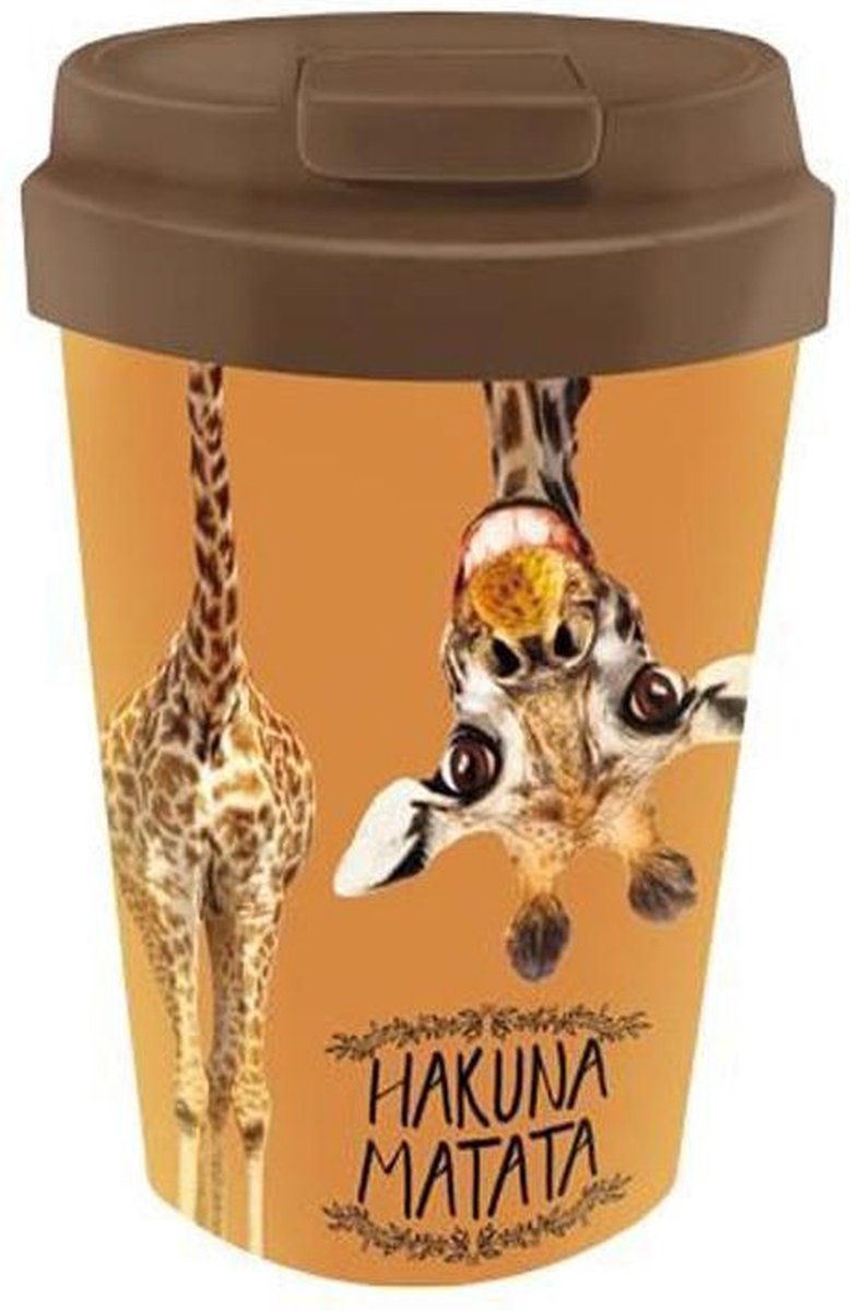 PLA/plant bioloco beker to go 350ml - Giraffe Hakuna Matata
