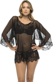 SAPPH UMA WIJD VALLENDE TOP Black lace maat L