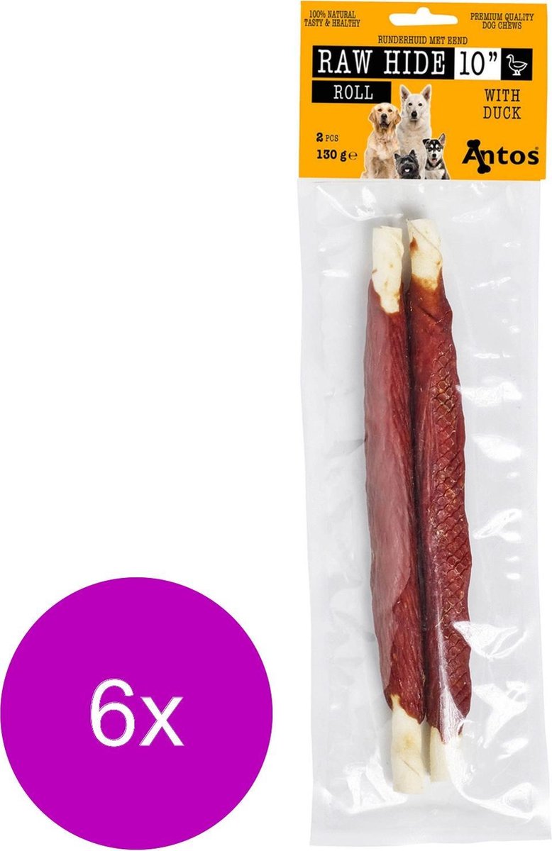Antos Runderhuid Met Eend Rol Eend&Rund - Hondensnacks - 6 x 130 g