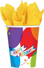 18 Cups Brilliant Balloons Paper 266 ml