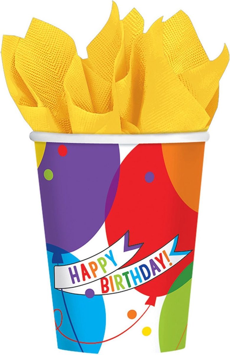 18 Cups Brilliant Balloons Paper 266 ml