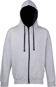 Awdis Heren Varsity Hooded Sweatshirt / Hoodie / Zoodie (Heide Grijs/Franse marine)