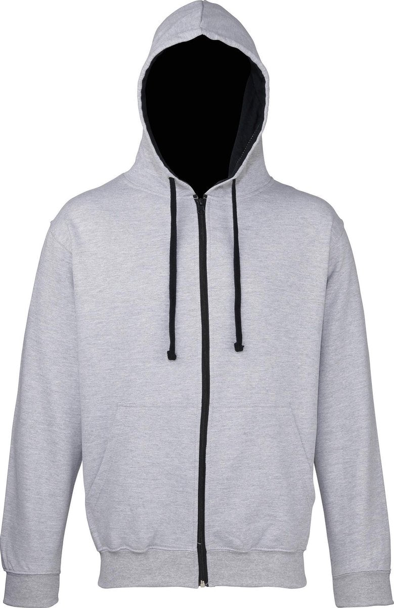 Awdis Heren Varsity Hooded Sweatshirt / Hoodie / Zoodie (Heide Grijs/Franse marine)
