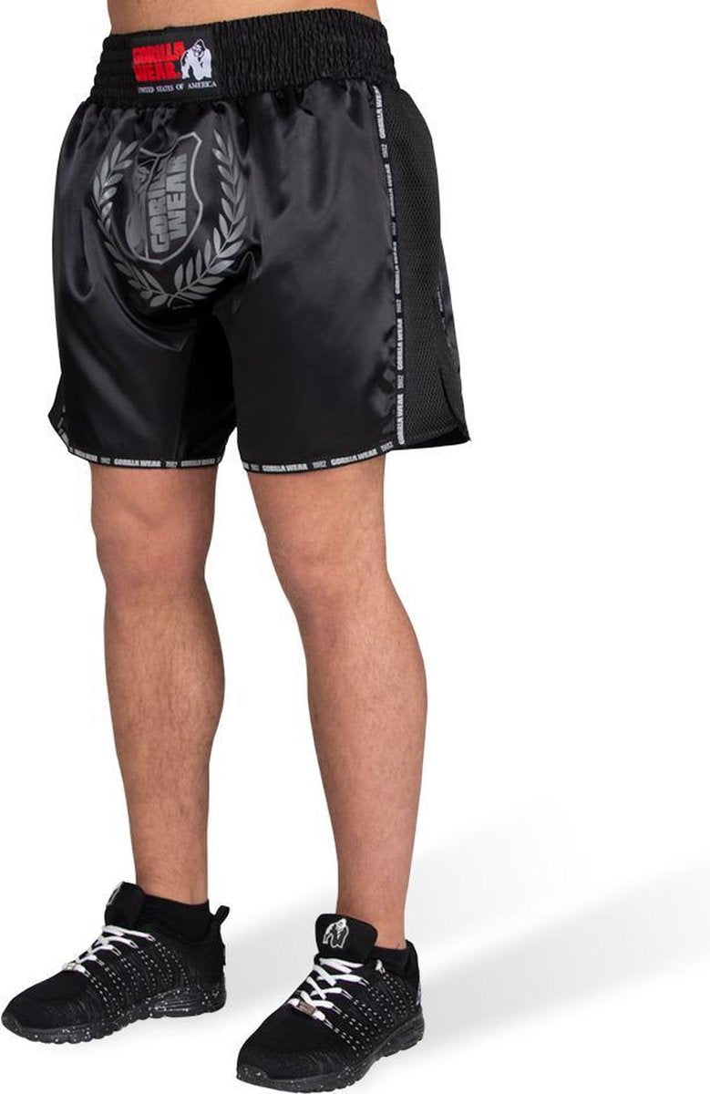Gorilla Wear Murdo Muay Thai / Kickboxing Shorts - Zwart/Grijs - M