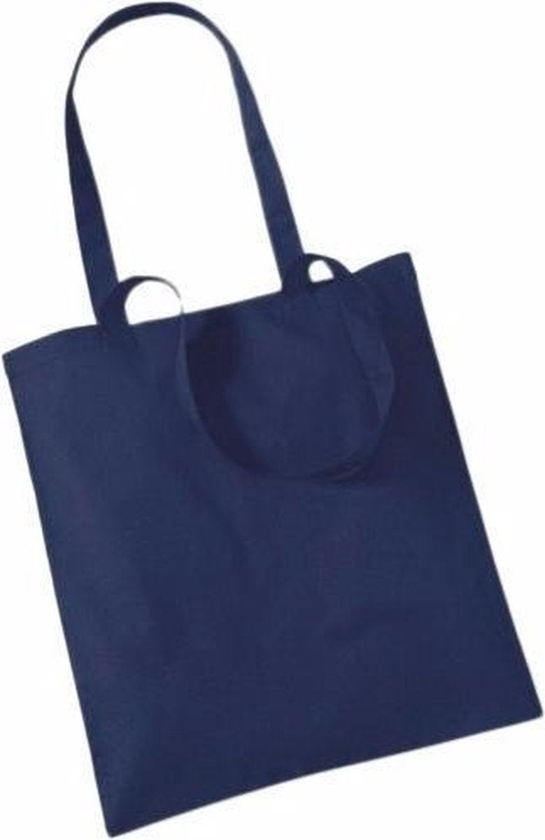 50x Katoenen schoudertasjes navy 42 x 38 cm - 10 liter - Shopper/boodschappen tas - Tote bag - Draagtas