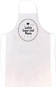 Liefste super chef mama keukenschort |verassing - feestdag - verjaardag - geschenk - gift - kado - cadeau - barbeque - barbecue - chefkok - keuken - schort - eten - bbq - vlees - familie
