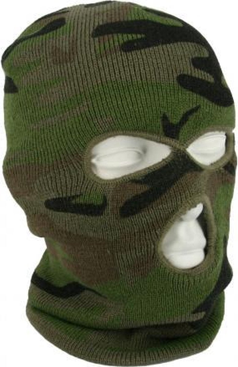 Driegaats muts / skimuts - camouflage - one size - outdoor / bivak / wintersport - warme eengaats balaclava