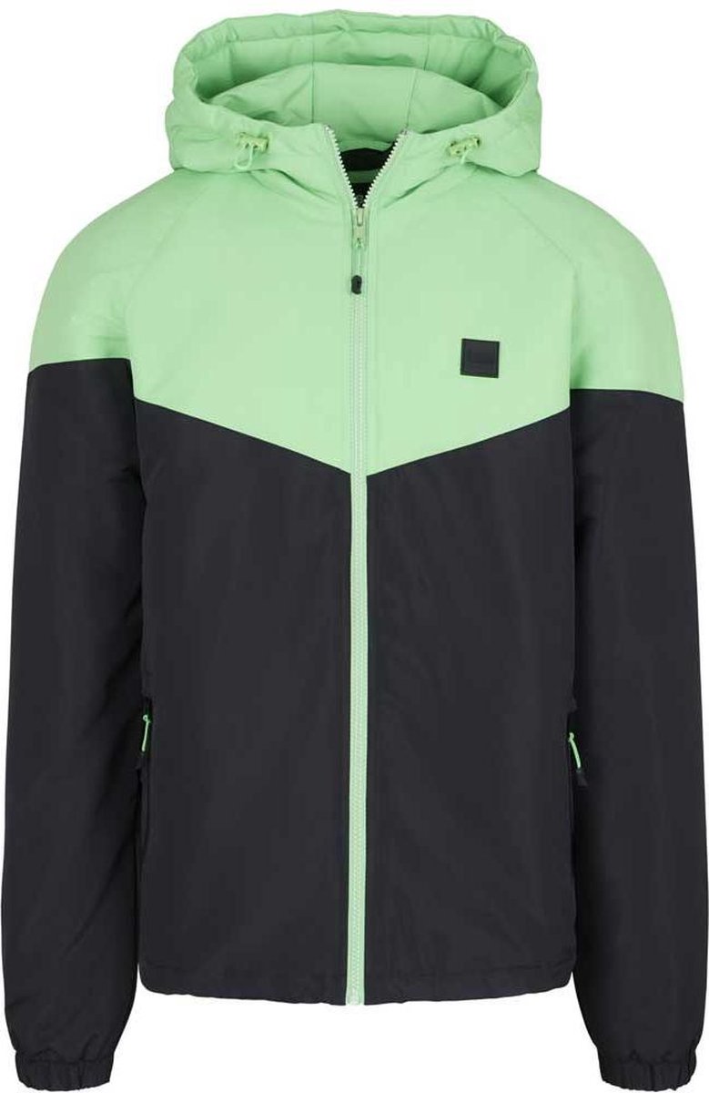 Urban Classics Windbreaker jacket -L- 2-Tone Padded Zwart/Groen