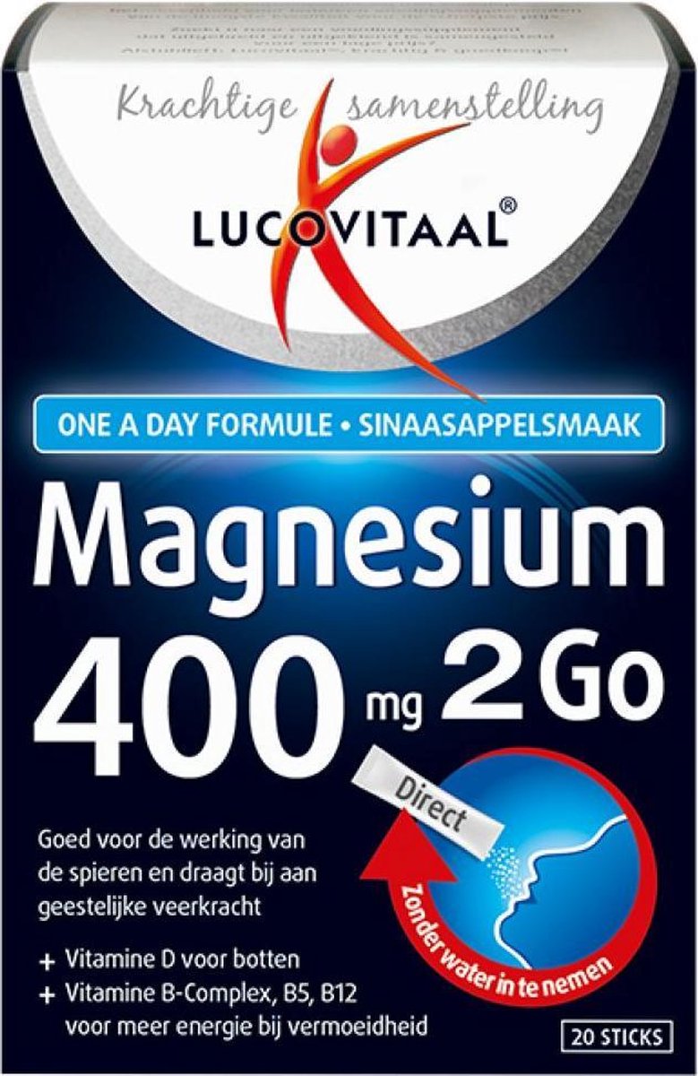 Lucovitaal Magnesium 400 mg 2Go Voedingssupplement - 20 sticks