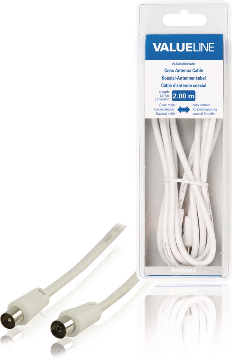 Valueline VLSB40000W20 coax-kabel 2 m Wit