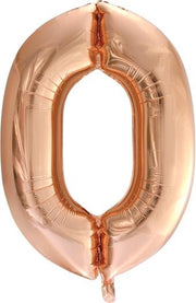Folie Ballon - Cijfer 0 Rose Goud Met Rietje | Verjaardag/Birthday | Party | Jubileum |