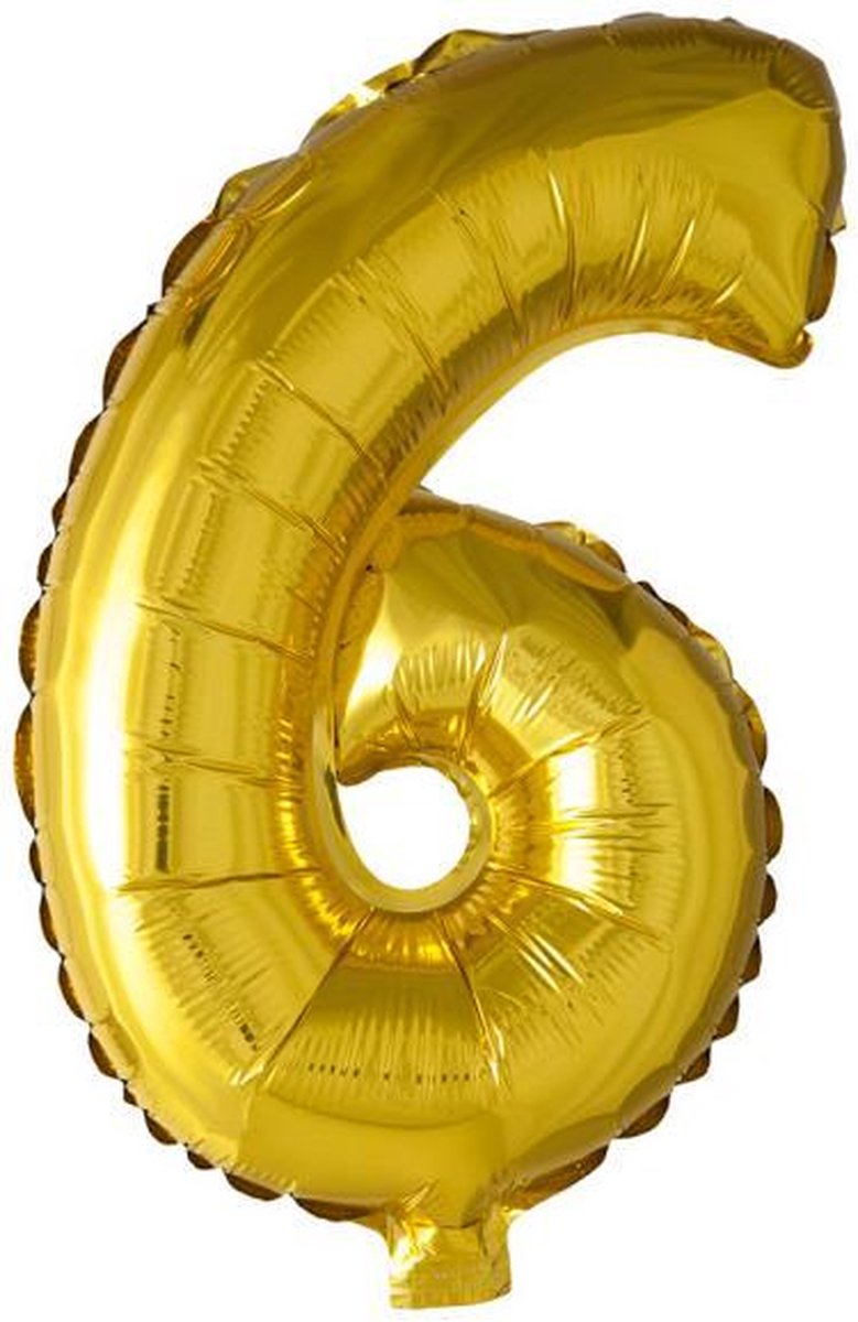 Folie Ballon Cijfer 6 Goud XL 86cm leeg