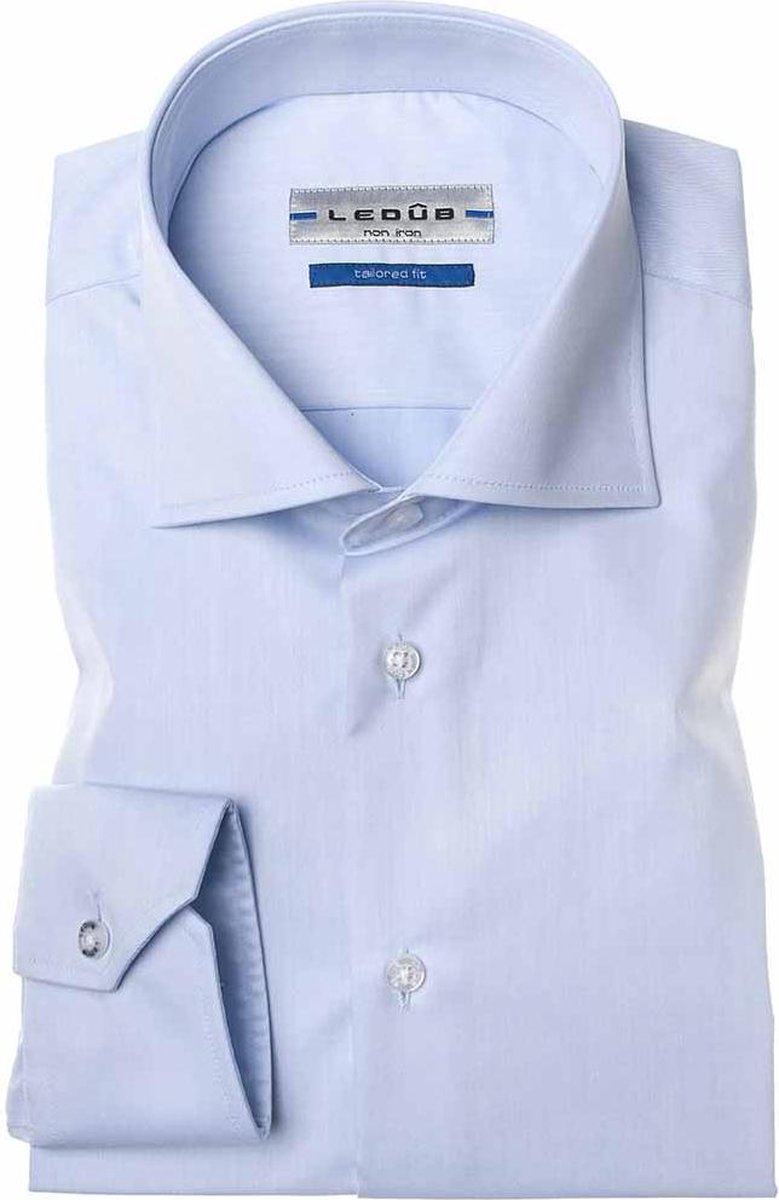 Ledeb Tailored Fit overhemd mouwlengte 7 - wit - Strijkvrij - Boordmaat: 47