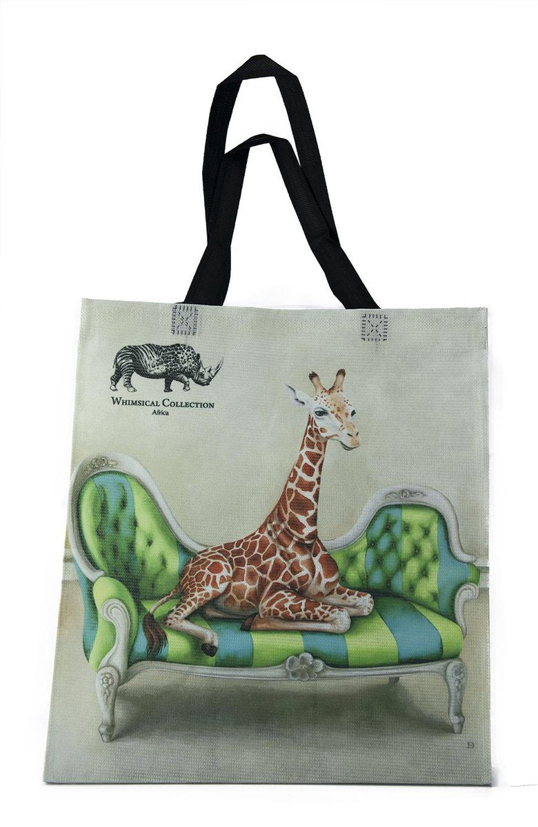 Shopper tas - Shopper tas dames - Gemaakt van hergebruikte PET Flessen - Boodschappen tas - Wildlife at leisure -  Giraffe  - Milieubewust en Groen. Origineel Afrikaanse passend bij de Wildlife at Leisure collectie van WhimsicalCollection