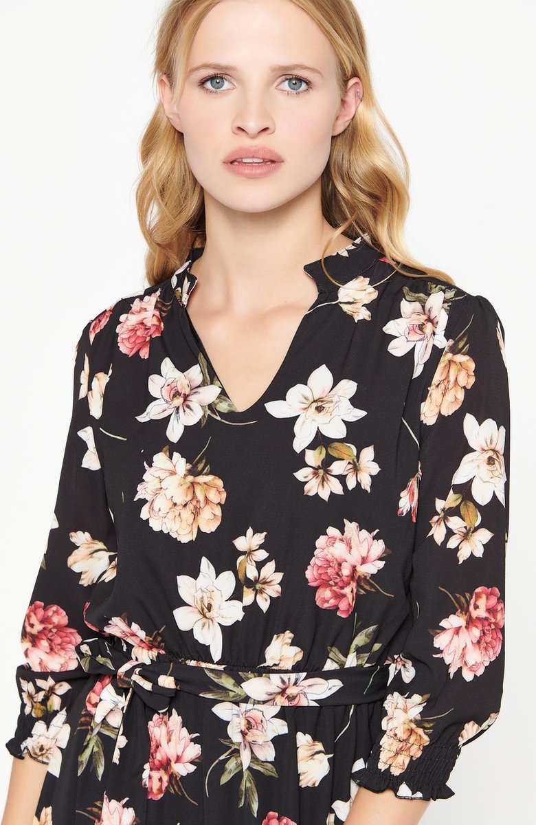 LOLALIZA Dames Maxi jurk met bloemen Oranje Maat S