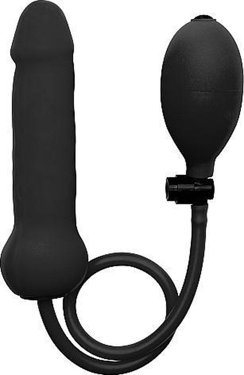 Ouch! – Siliconen Dildo in Penis Vorm - Opblaasbare Dildo - Ergonomisch Ontwerp - Zwart