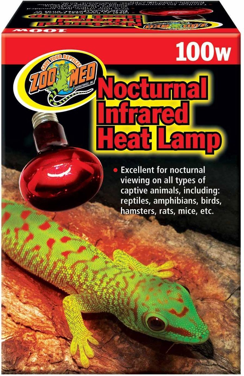 Zoomed terrarium verlichting Nocturnal red infrared heat lamp 100 w.