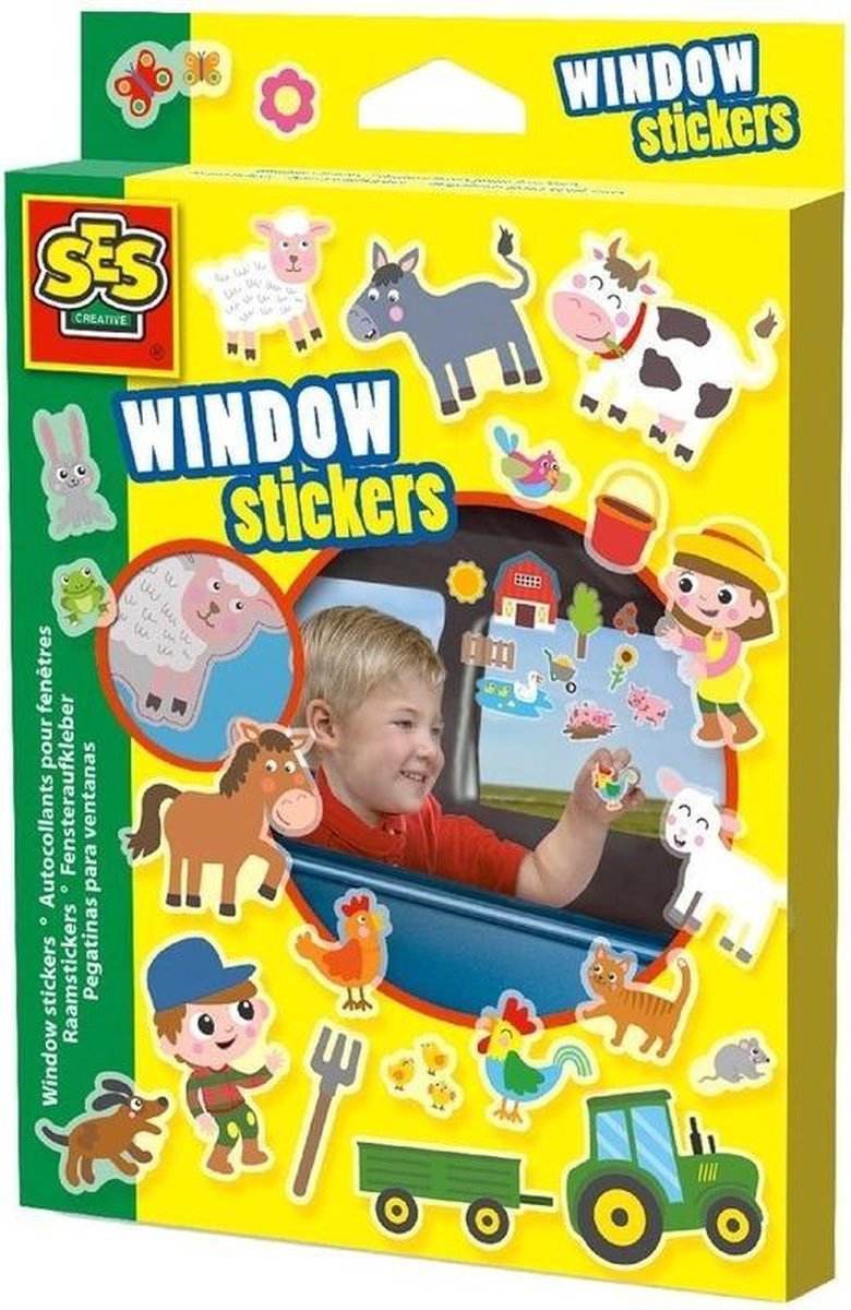 Gekleurde boerderij autoraam plak stickers - set van 76 stuks - kinder speelgoed