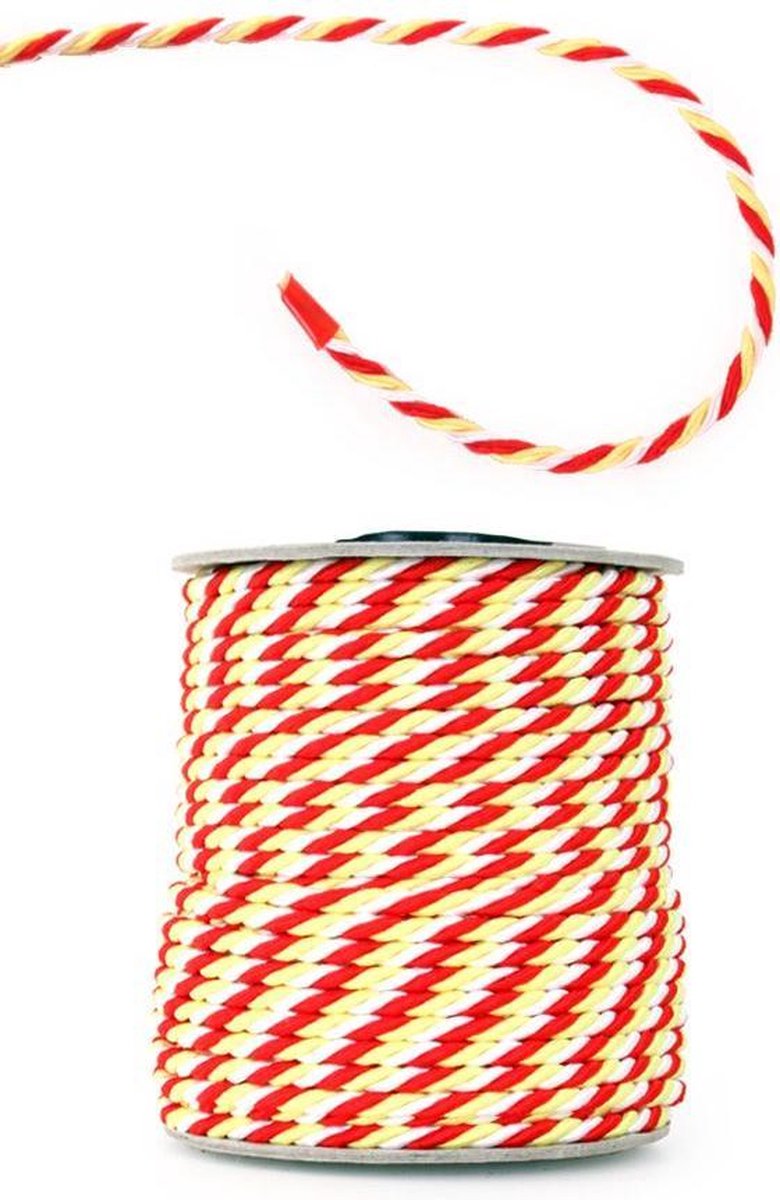 3 mm viscose medaille koord rood-wit-geel