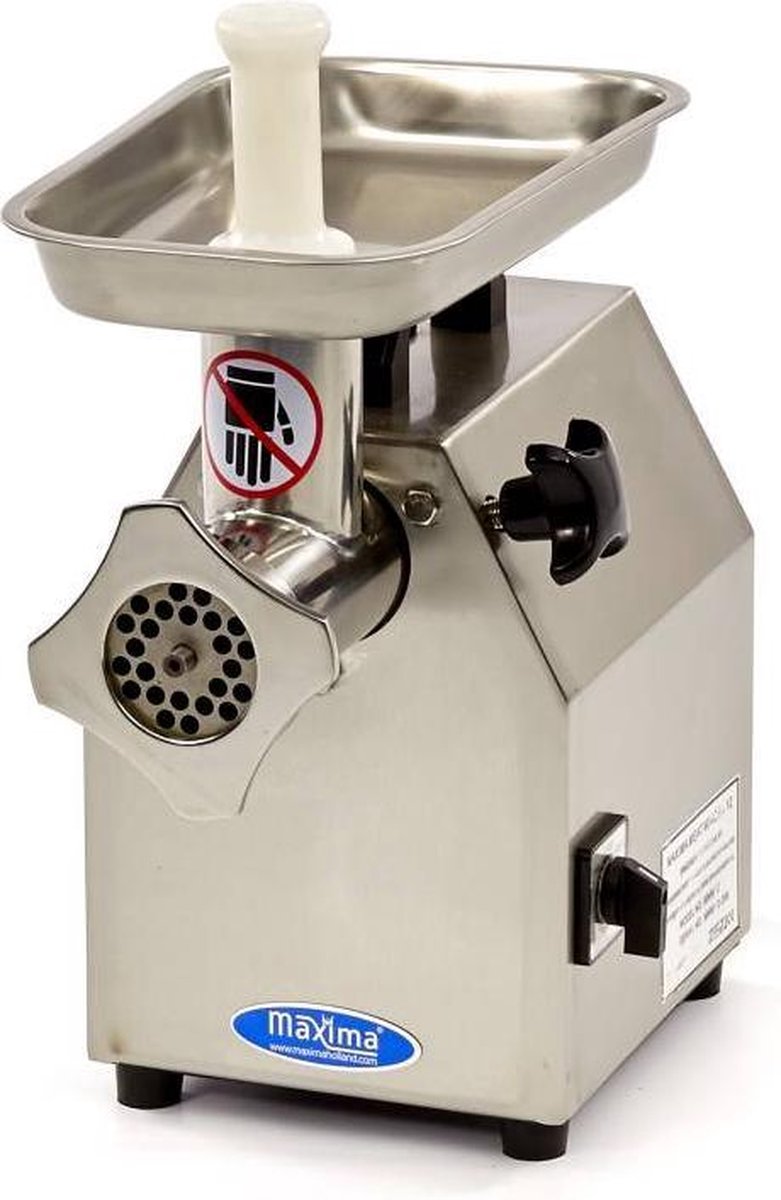 Elektrische Vleesmolen 12 70 mm - RVS - 2 Standen - Productie 120 kg per uur - Incl. accessoires - Professionele Vleeswolf / Gehaktmolen  - Maxima