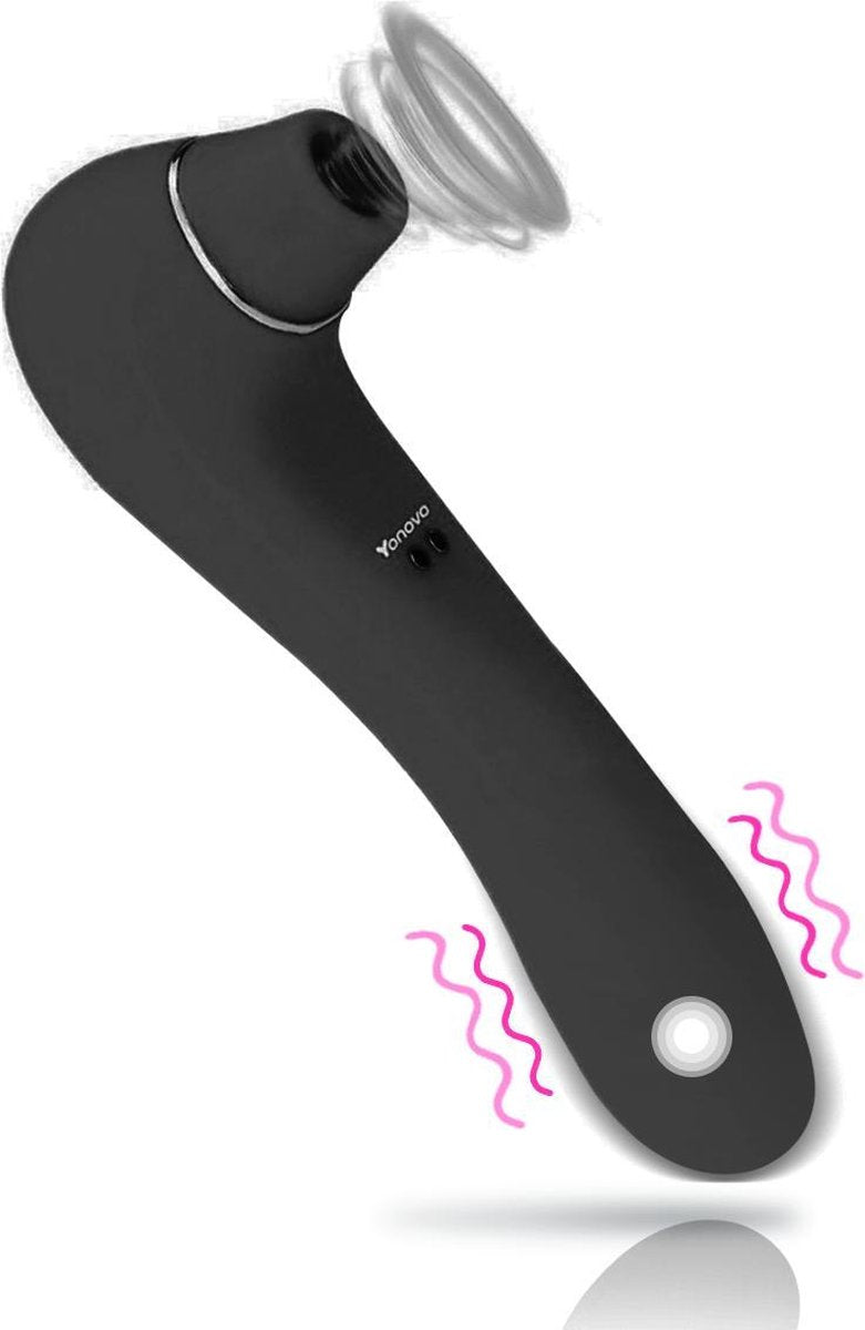 Yonovo® 2 in 1 Luchtdruk Vibrator Pro 2 Next Generation - Waterproof G-spot & Clitoris Stimulator -  Seks speeltjes en Vagina Toys Oplaadbare Sucking Zuigende Dildo Clitoris Seks Stimulatie- Zwart