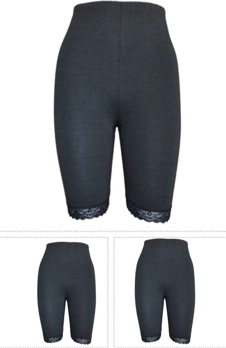 Dames shorts 3 pack lang pijp met kant L 40-42 zwart