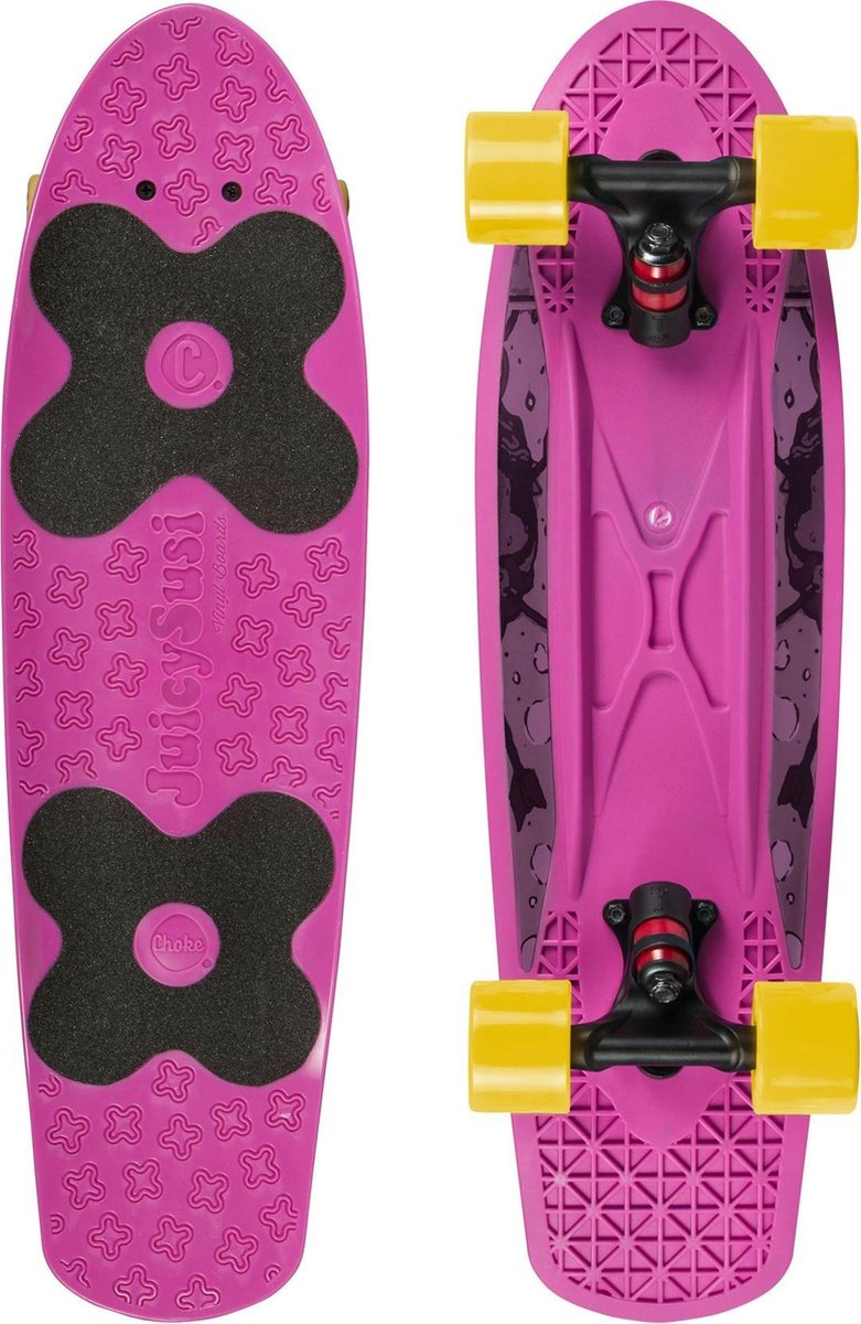 Skateboard Penny Board Volwassenen/Kinderen/Jongens/Meisjes  - Choke - Spicy Sabrina Roze - Roze met gele wieltjes - 58