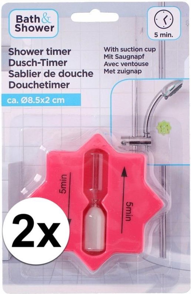 2 Stuks douchetimer zandloper roze 5 minuten - stervormig