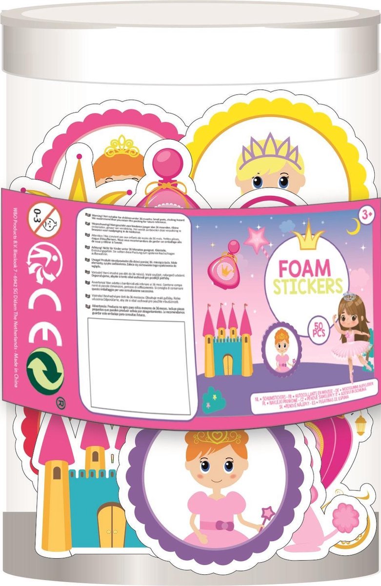 W&o Stickerbus Meisjes 7 X 7 X 10 Cm Foam Wit/roze 50 Stuks