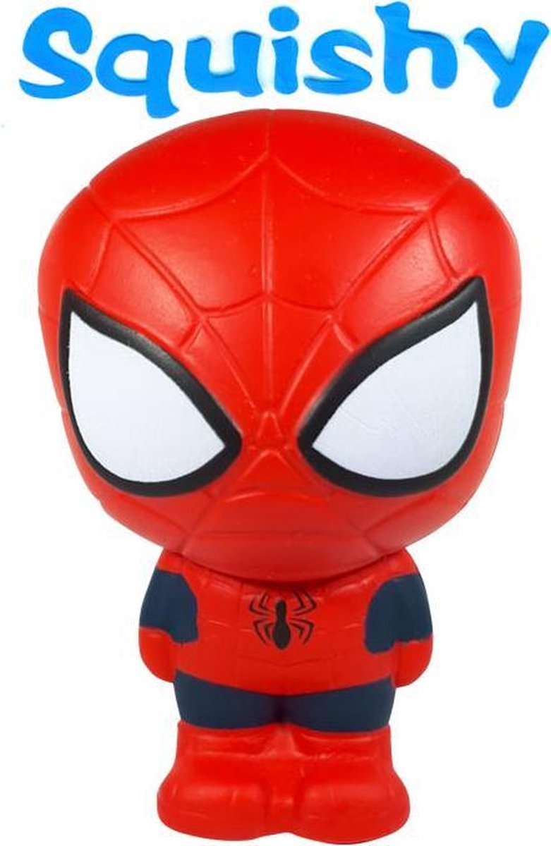 Squishy Figuurtje Marvel Spiderman 15 cm + I love You Sleutelhanger  + Super Mario & Star Wars Sticker | Squishies Sqeezy Squeezy Pop it Fidget | Speelgoed voor kinderen | Stressbal Anti-Stress |