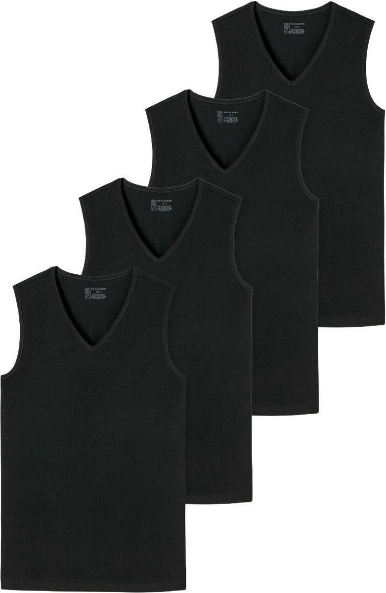 Schiesser Tank Top / Onderhemd met V-hals 4er-Pack - 95/5 - Organic Cotton