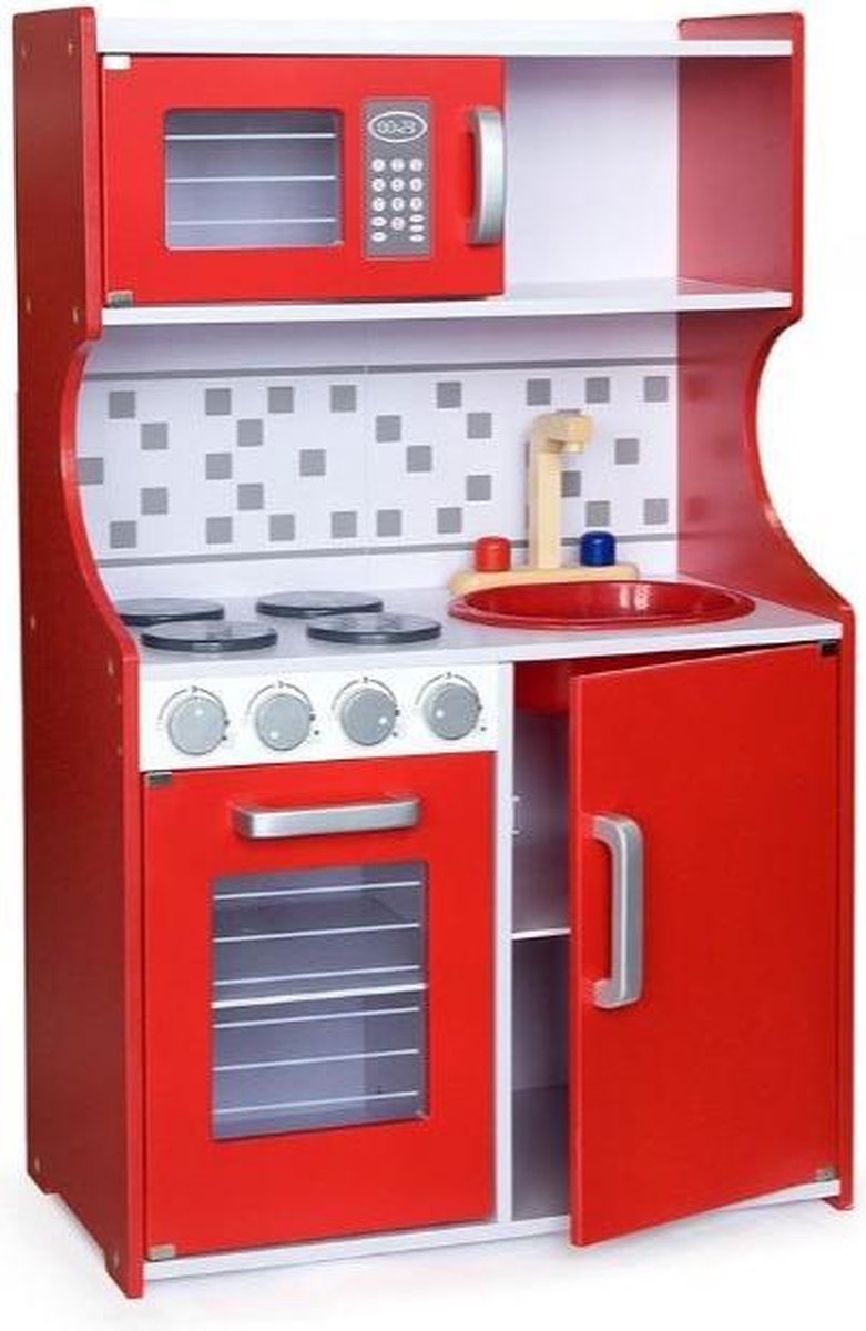 Viga Toys Speelgoedkeuken Modern 100 Cm Rood