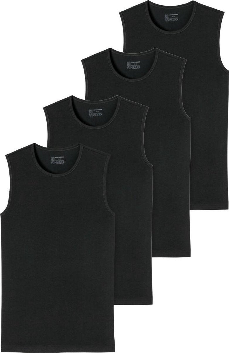 Schiesser Tank Top / Onderhemd met ronde hals 4er-Pack - 95/5 - Organic Cotton