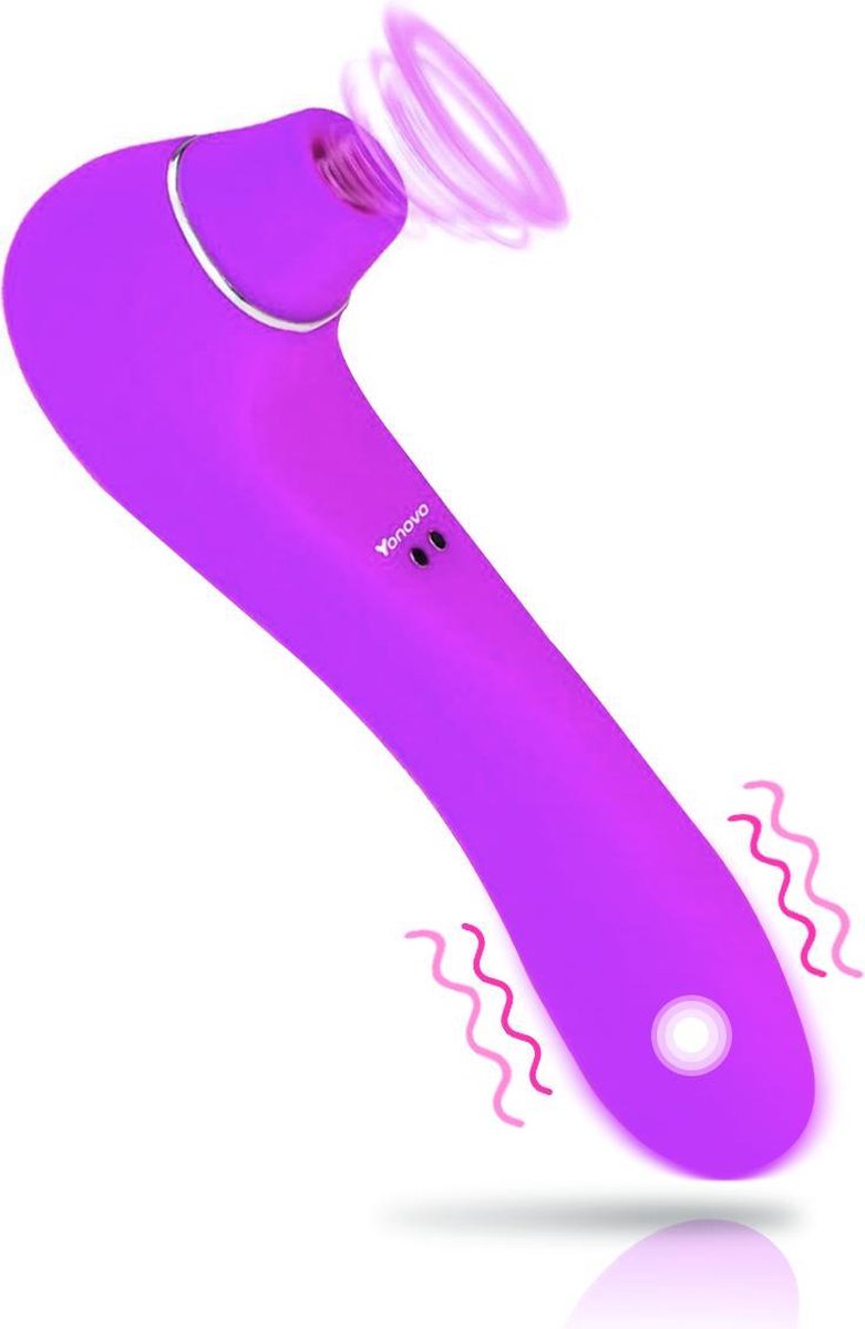 Yonovo® 2 in 1 Luchtdruk Vibrator Pro 2 Next Generation - Waterproof G-spot & Clitoris Stimulator -  Seks speeltjes en Vagina Toys Oplaadbare Sucking Zuigende Dildo Clitoris Seks Stimulatie - Paars