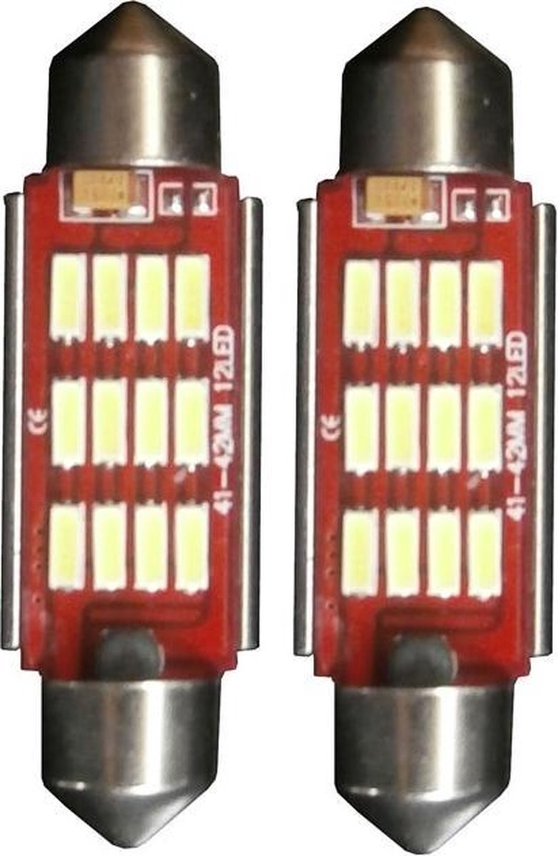 12 LED C10W 42mm Binnenverlichting High Power Canbus wit